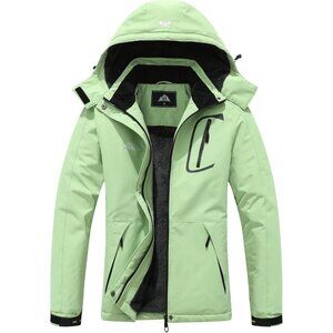 Women's Waterproof Windbreaker Snowboarding Fruit Green Ski Jacket Coat Winter